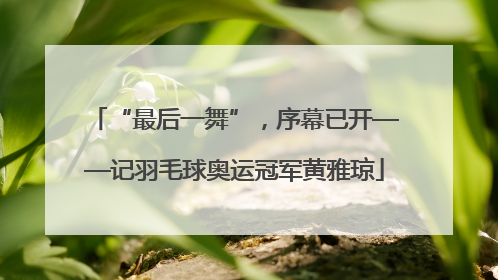 “最后一舞”，序幕已开——记羽毛球奥运冠军黄雅琼