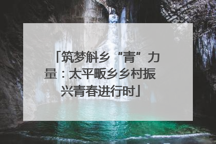 筑梦斛乡“青”力量：太平畈乡乡村振兴青春进行时