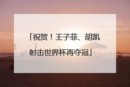 祝贺！王子菲、胡凯射击世界杯再夺冠