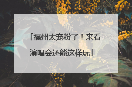 福州太宠粉了！来看演唱会还能这样玩