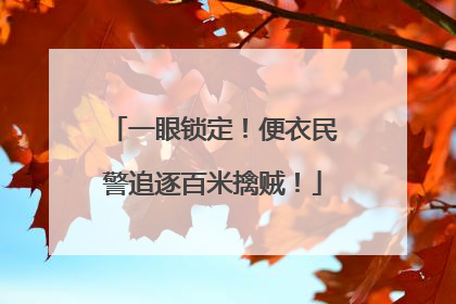 一眼锁定！便衣民警追逐百米擒贼！