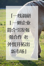 一线调研丨一则企业简介引发强强合作 老外贸开拓出新市场