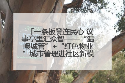 一条板凳连民心 议事亭里汇众智——“温暖城管”+“红色物业”城市管理进社区新模式绘就城市管理社区治理新画卷