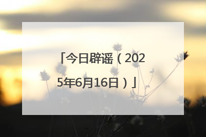 今日辟谣（2025年6月16日）