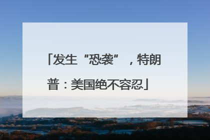 发生“恐袭”,特朗普:美国绝不容忍