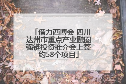 借力西博会 四川达州市重点产业融圈强链投资推介会上签约58个项目