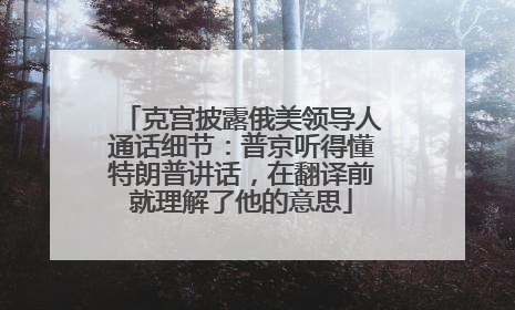 克宫披露俄美领导人通话细节：普京听得懂特朗普讲话，在翻译前就理解了他的意思