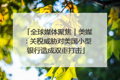全球媒体聚焦｜美媒：关税威胁对美国小型银行造成双重打击
