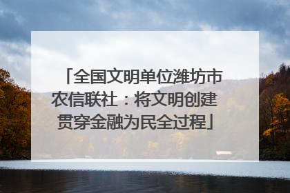 全国文明单位潍坊市农信联社：将文明创建贯穿金融为民全过程