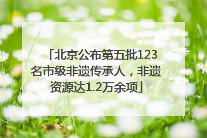 北京公布第五批123名市级非遗传承人，非遗资源达1.2万余项