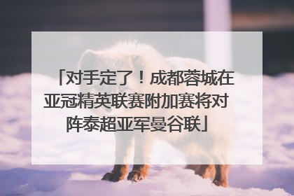 对手定了！成都蓉城在亚冠精英联赛附加赛将对阵泰超亚军曼谷联