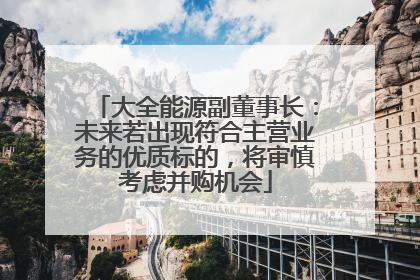 大全能源副董事长：未来若出现符合主营业务的优质标的，将审慎考虑并购机会