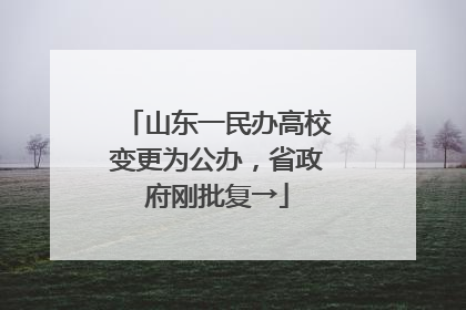 山东一民办高校变更为公办，省政府刚批复→