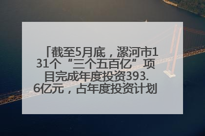 截至5月底，漯河市131个“三个五百亿”项目完成年度投资393.6亿元，占年度投资计划的50.41%——“三个五百亿”项目带动产业提质升级