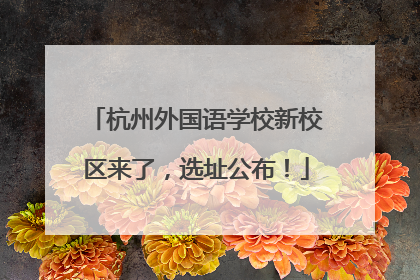 杭州外国语学校新校区来了，选址公布！