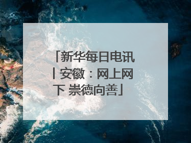 新华每日电讯丨安徽：网上网下 崇德向善