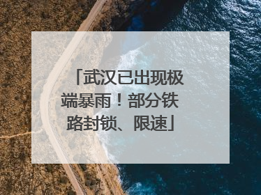 武汉已出现极端暴雨！部分铁路封锁、限速