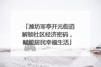 潍坊寒亭开元街道解锁社区经济密码，赋能居民幸福生活