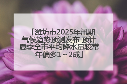 潍坊市2025年汛期气候趋势预测发布 预计夏季全市平均降水量较常年偏多1～2成
