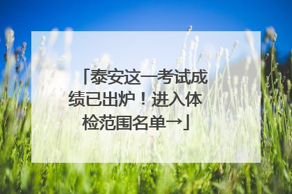 泰安这一考试成绩已出炉！进入体检范围名单→