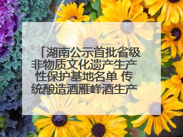 湖南公示首批省级非物质文化遗产生产性保护基地名单 传统酿造酒雁峰酒生产基地入选