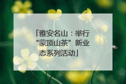 雅安名山：举行“蒙顶山茶”新业态系列活动