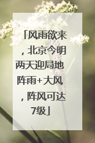 风雨欲来，北京今明两天迎局地阵雨+大风，阵风可达7级