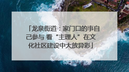 龙泉街道：家门口的事自己参与 看“主理人”在文化社区建设中大放异彩