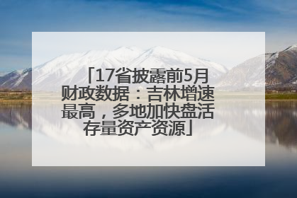 17省披露前5月财政数据：吉林增速最高，多地加快盘活存量资产资源