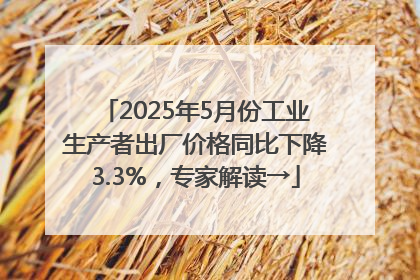 2025年5月份工业生产者出厂价格同比下降3.3%，专家解读→
