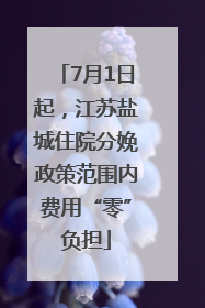 7月1日起，江苏盐城住院分娩政策范围内费用“零”负担