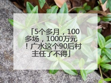 5个多月，100多场，1000万元！广水这个90后村主任了不得