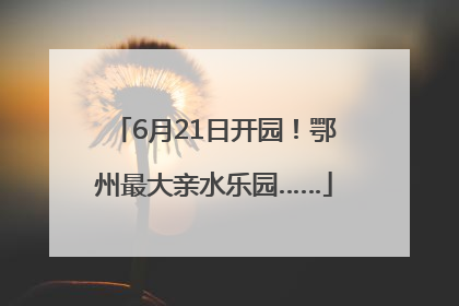 6月21日开园！鄂州最大亲水乐园……