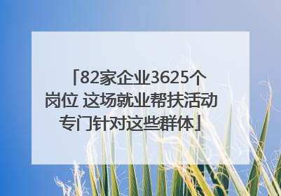 82家企业3625个岗位 这场就业帮扶活动专门针对这些群体
